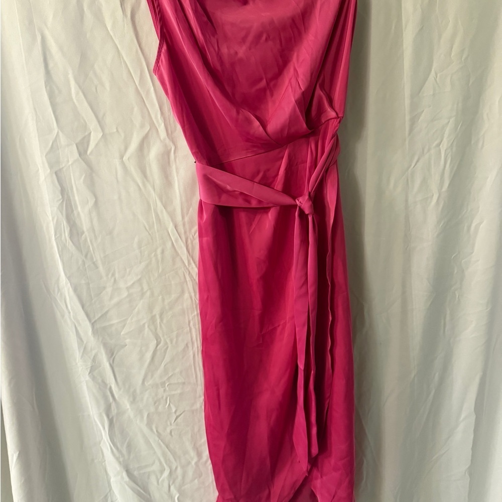 Pretty Garden Medium Elegant One-Shoulder Pink Dress - Picture 3 of 14
